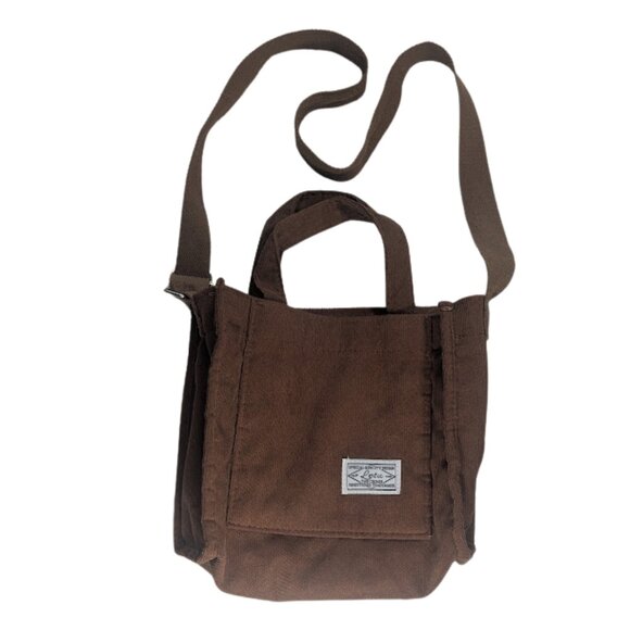 Letu Brown Corduroy Tote Crossbody Bag Shoulder Purse Y2K - Picture 2 of 7